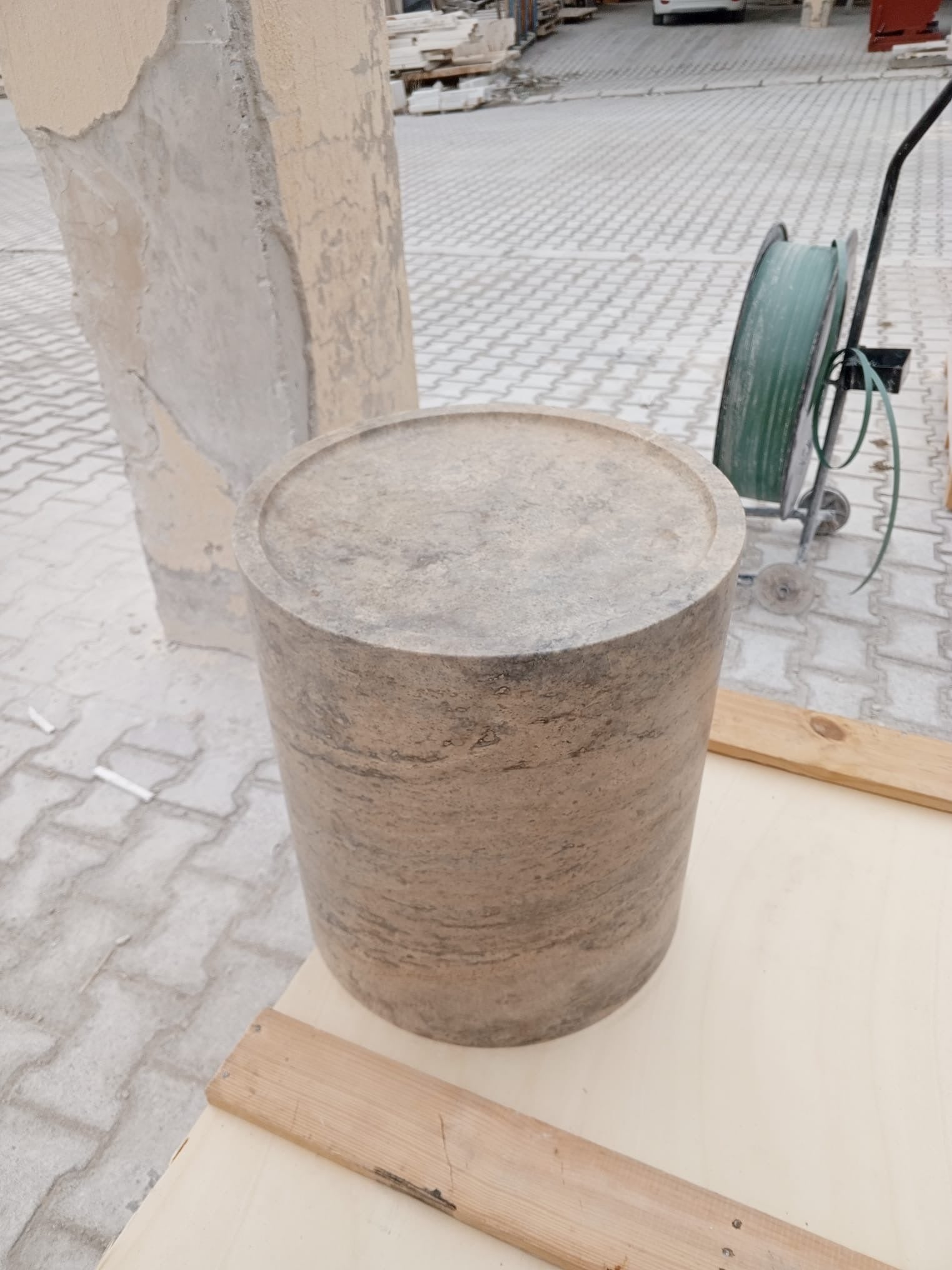 Silver Travertine Side Table