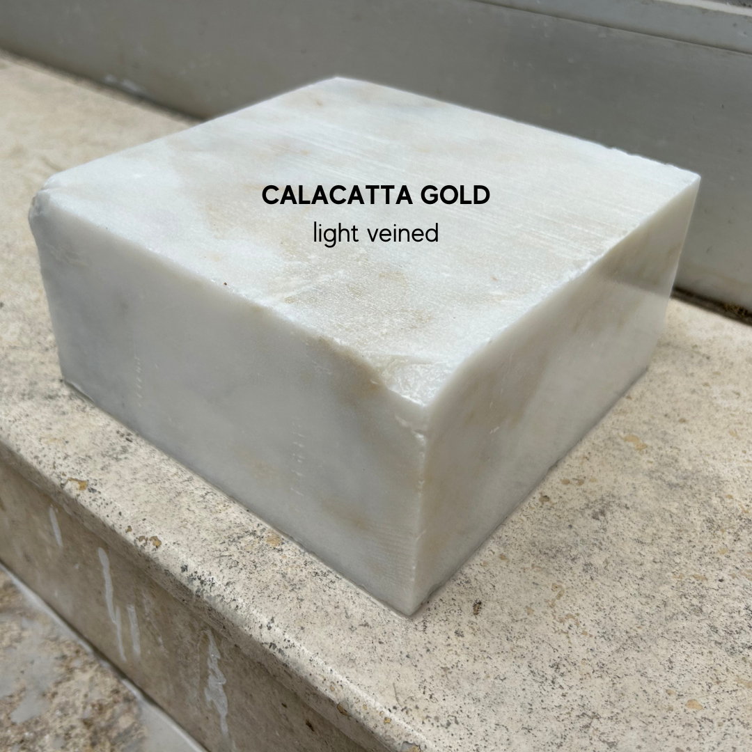 White Marble Stone for Carving Sculpture, Calacatta Gold Marble Block for Stone Carving, Ideal for Sculpting for Beginners and Experts