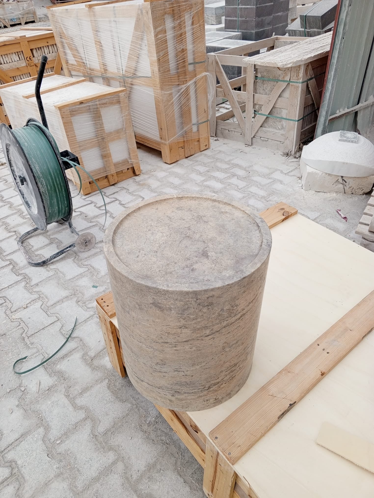 Silver Travertine Side Table