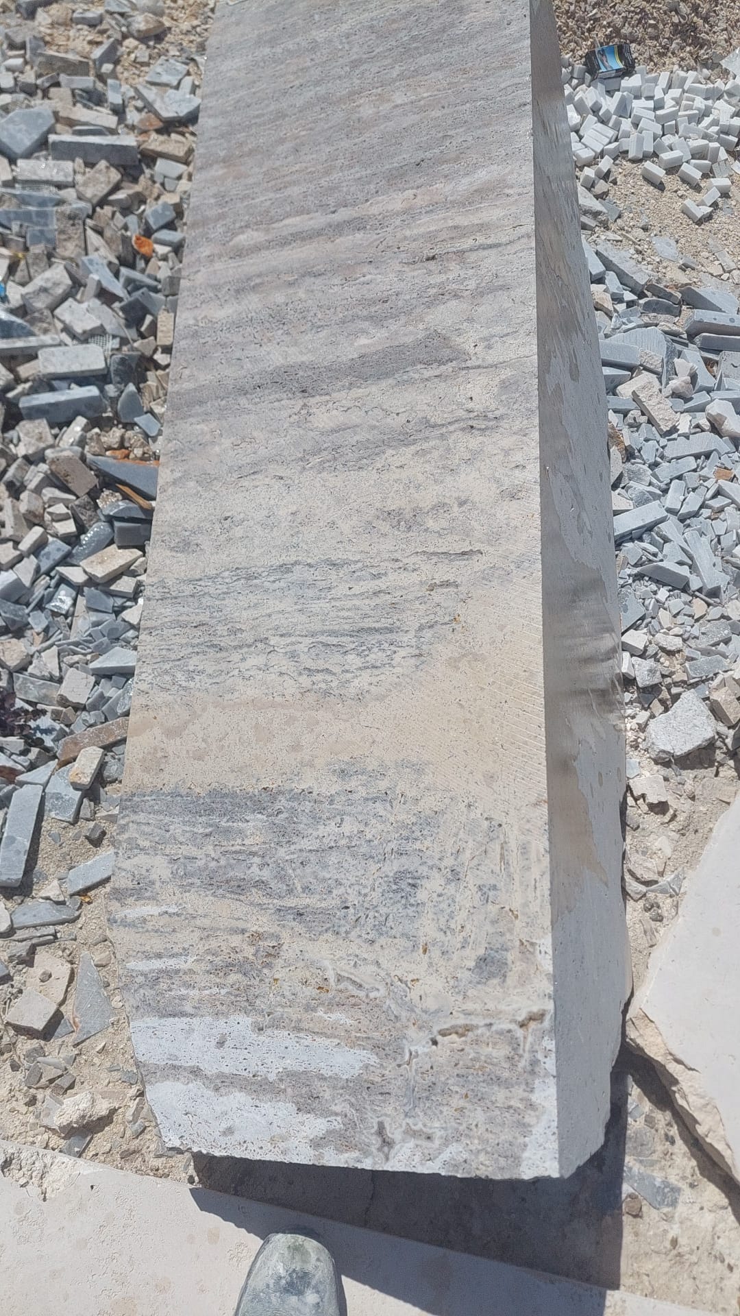 Silver Travertine Side Table