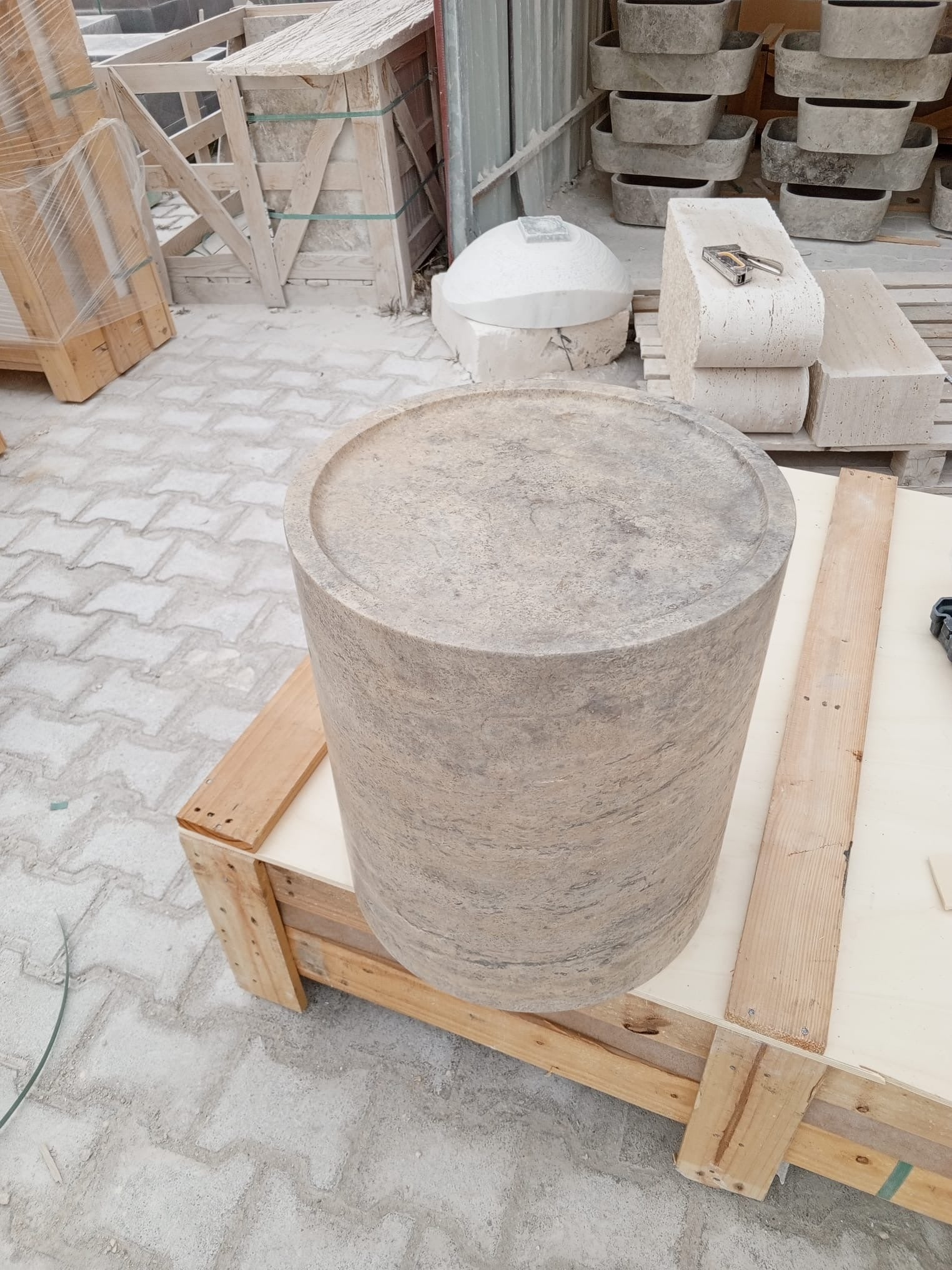 Silver Travertine Side Table