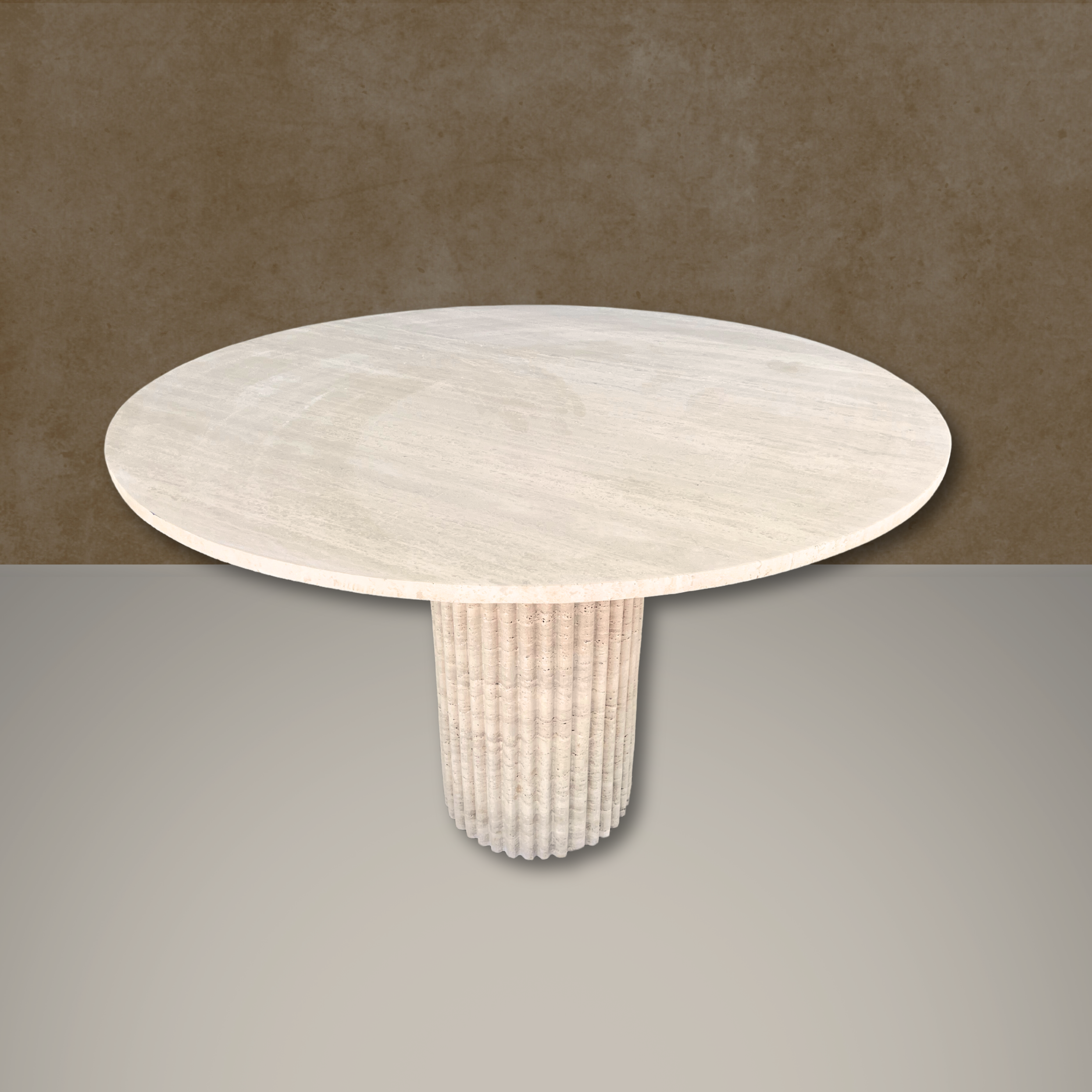 Round Travertine Dining Table, Fluted Travertine Table, Stone Dining Table, Farmhouse Table
