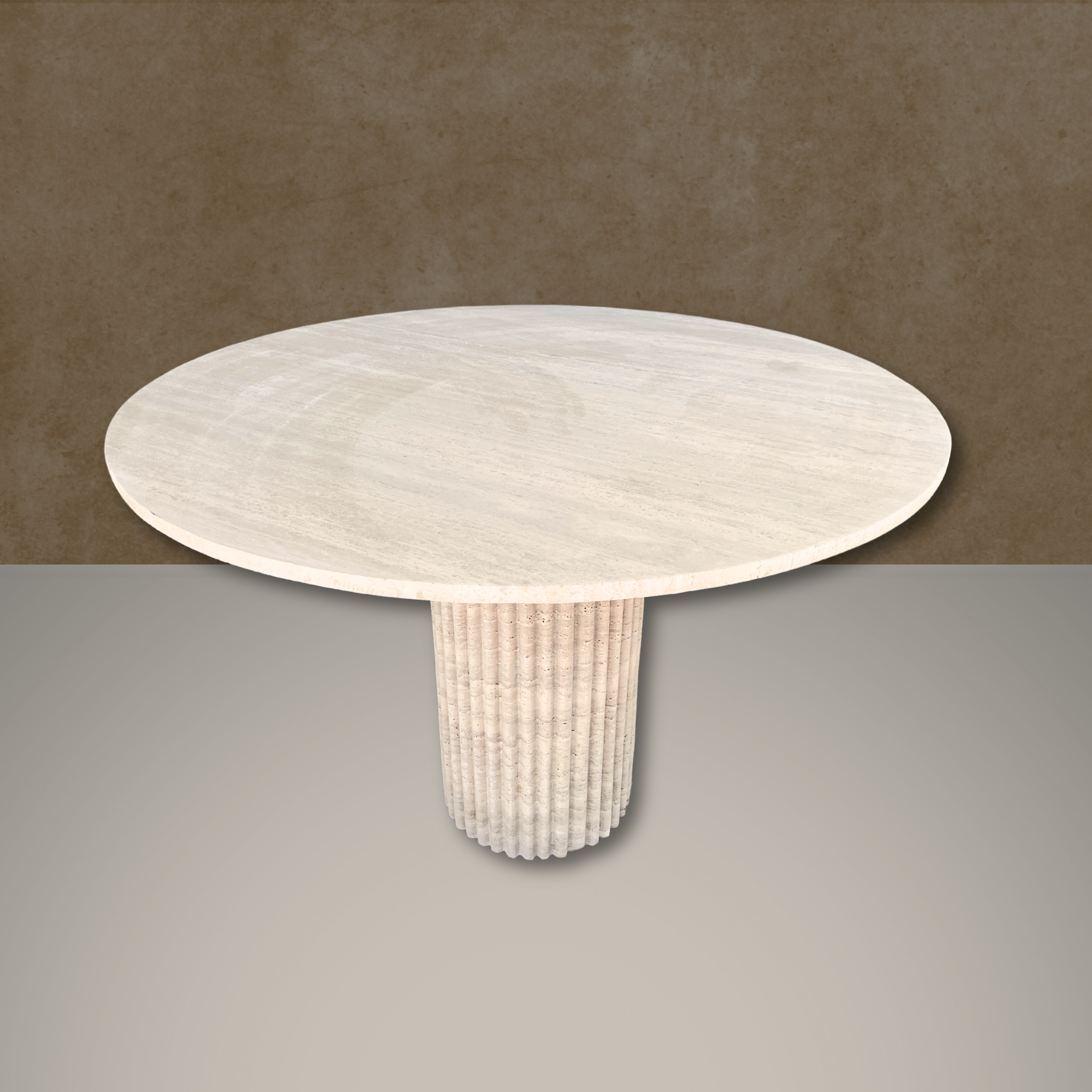 Round Travertine Dining Table, Fluted Travertine Table, Stone Dining Table, Farmhouse Table