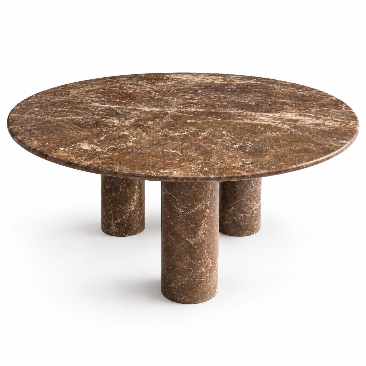 Round Dining Table, Dark Emperador Table, Stone Dining Table, Farmhouse Table
