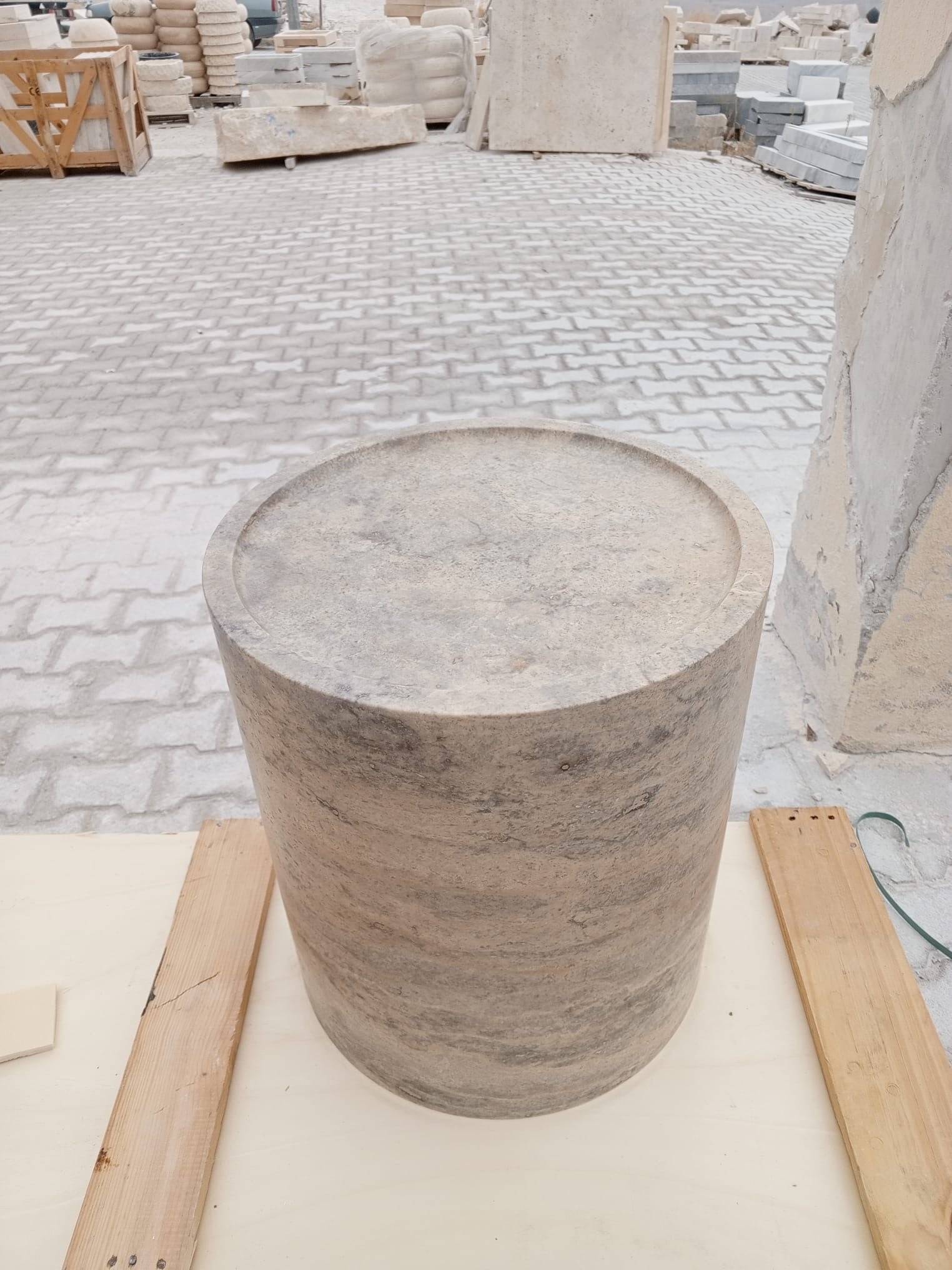 Silver Travertine Side Table