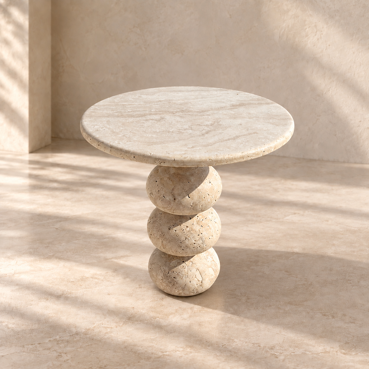 Travertine Side Table, Knotted Shape Leg Coffee Table, Stone Cocktail Table, Garden Small Table, Modern Home Decor
