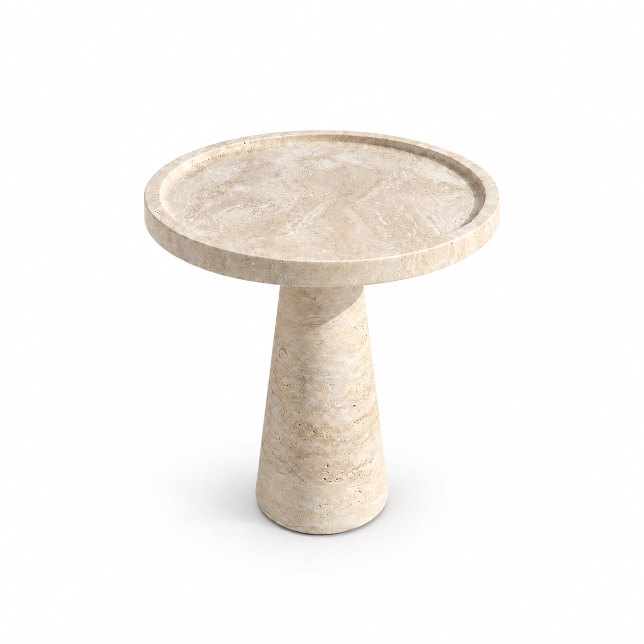 Travertine Side Table, Stone Coffee Table, Conical Leg Cocktail Table, Garden Small Table, Contemporary Home Decor