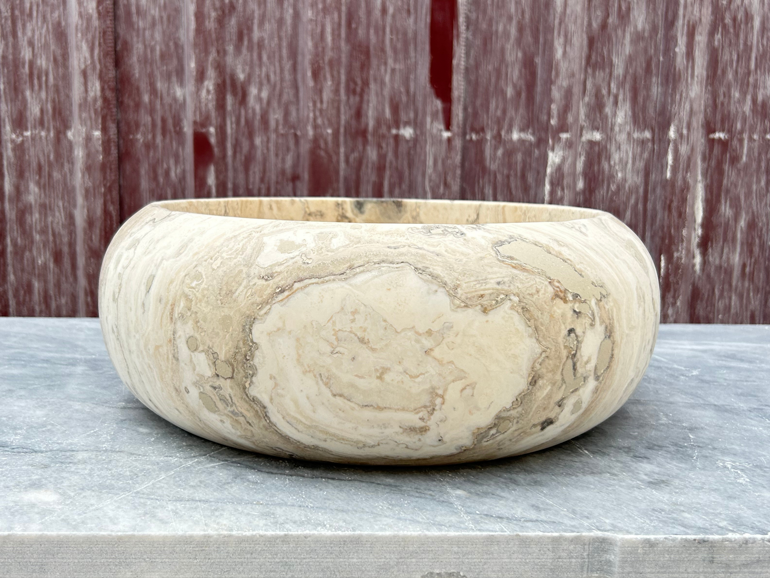 Travertine Marble Sink, Polished Marble Bathroom Vanity Top made of Premium Stone Sink for Farmhouse Powder Room