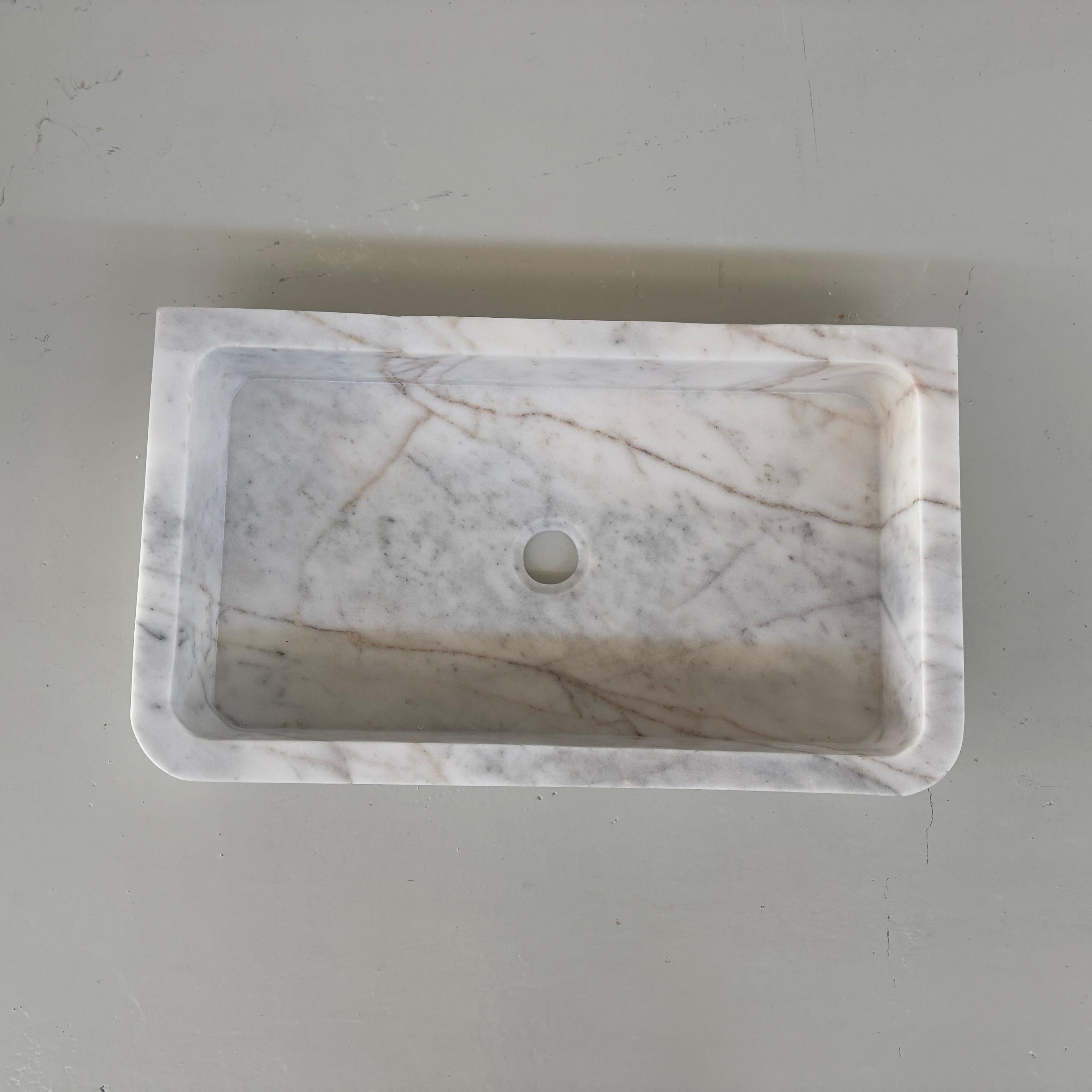 Relief Front Calacatta Sink, Vessel Sink, Farmhouse Sink, Marble Washbasin, Marble Sink For Bathroom Vanity Top