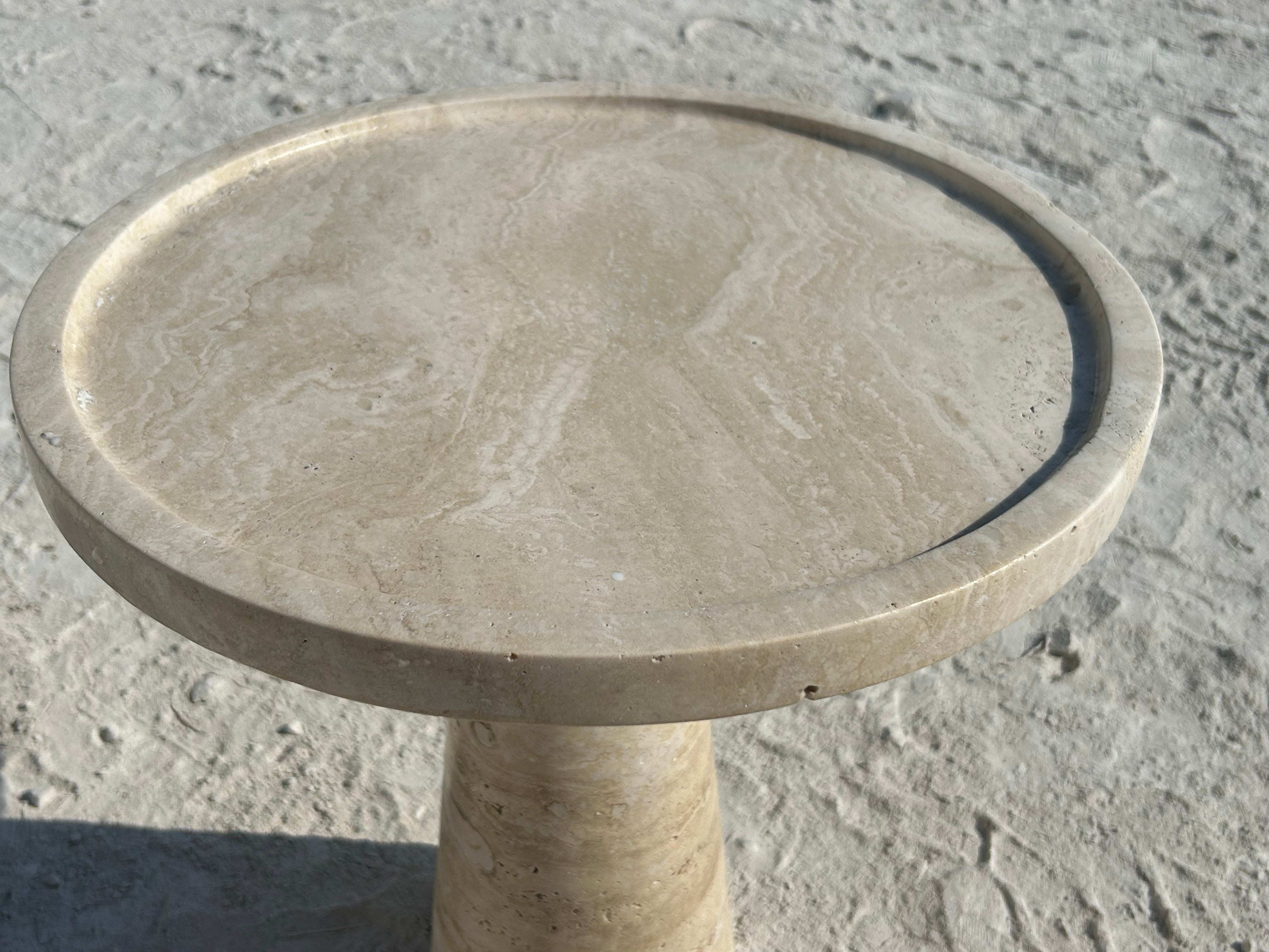 Travertine Side Table, Stone Coffee Table, Conical Leg Cocktail Table, Garden Small Table, Contemporary Home Decor