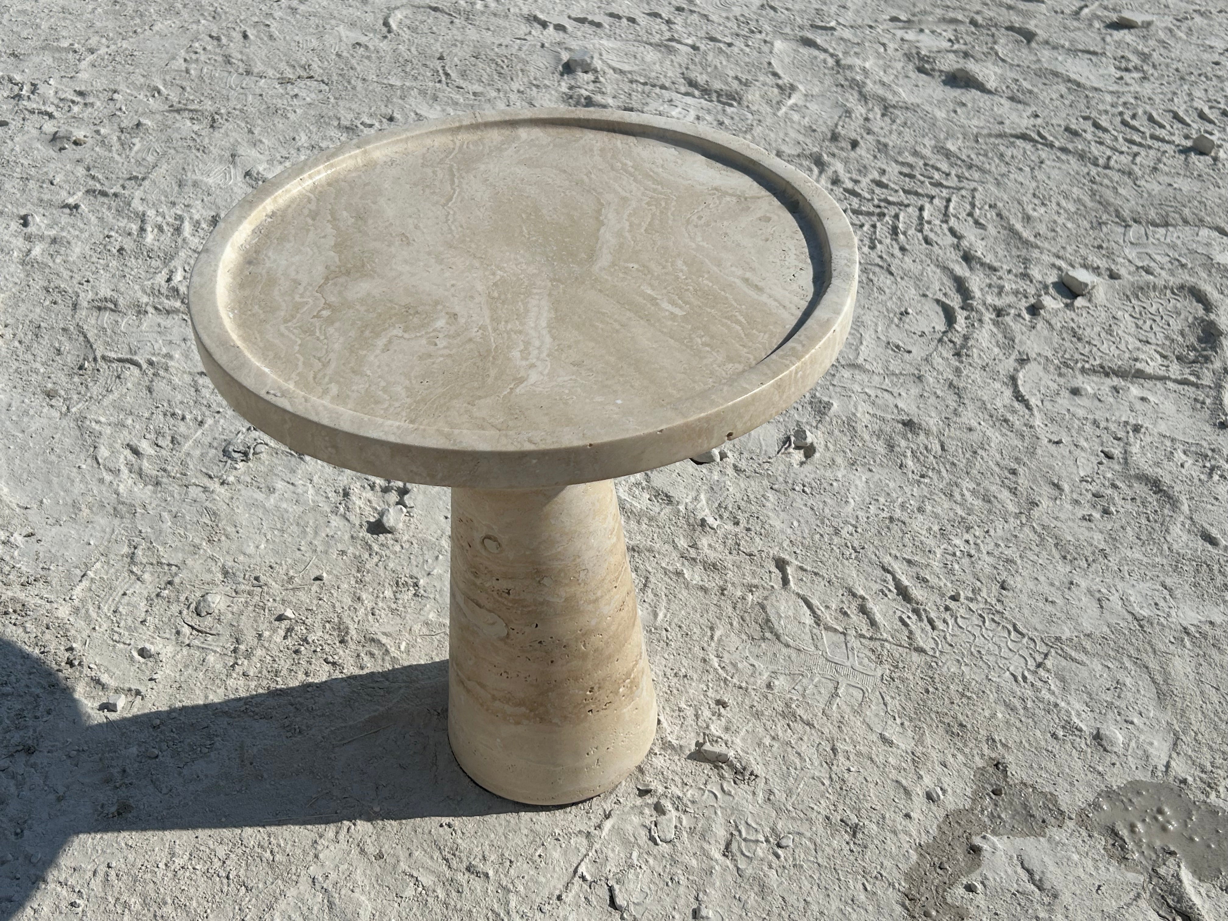Travertine Side Table, Stone Coffee Table, Conical Leg Cocktail Table, Garden Small Table, Contemporary Home Decor
