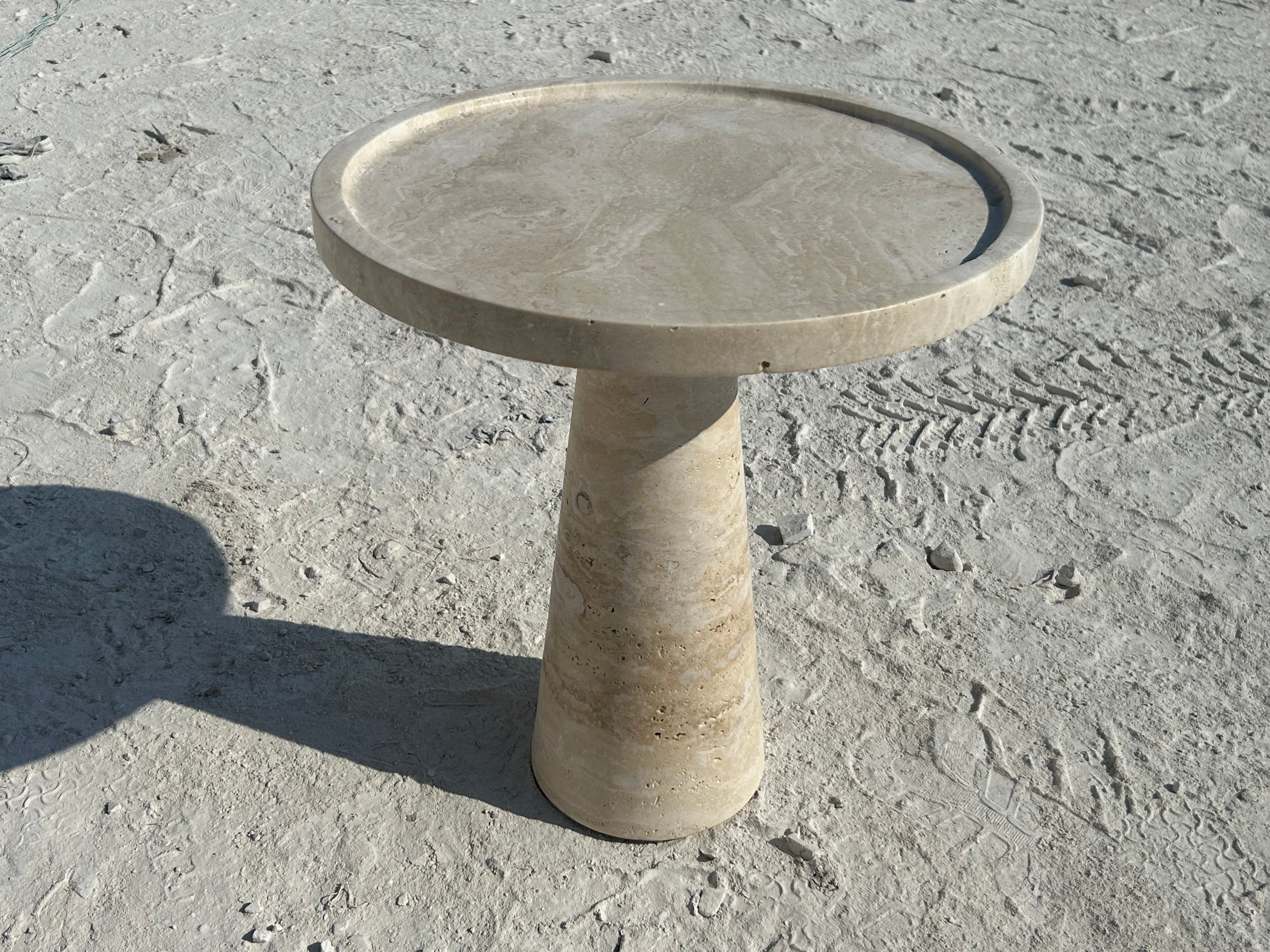 Travertine Side Table, Stone Coffee Table, Conical Leg Cocktail Table, Garden Small Table, Contemporary Home Decor