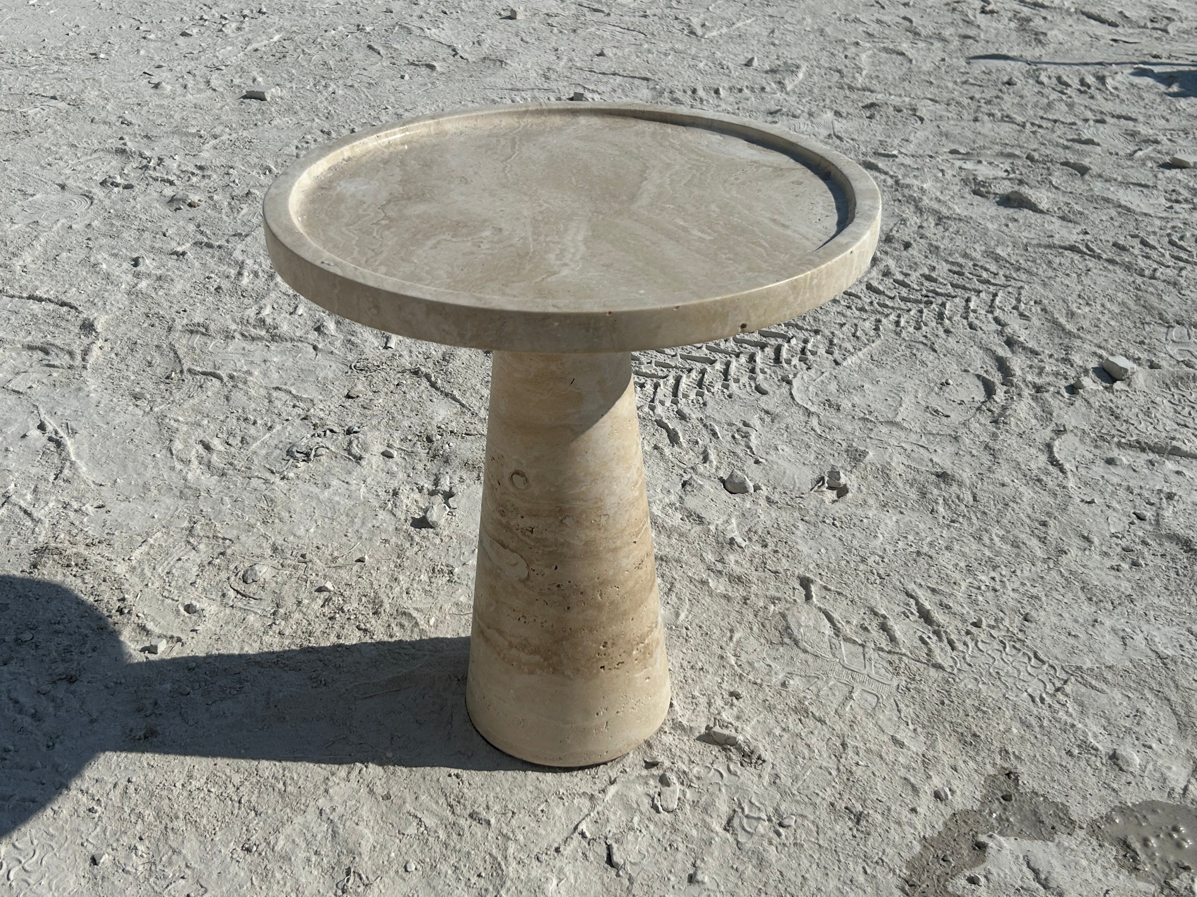 Travertine Side Table, Stone Coffee Table, Conical Leg Cocktail Table, Garden Small Table, Contemporary Home Decor
