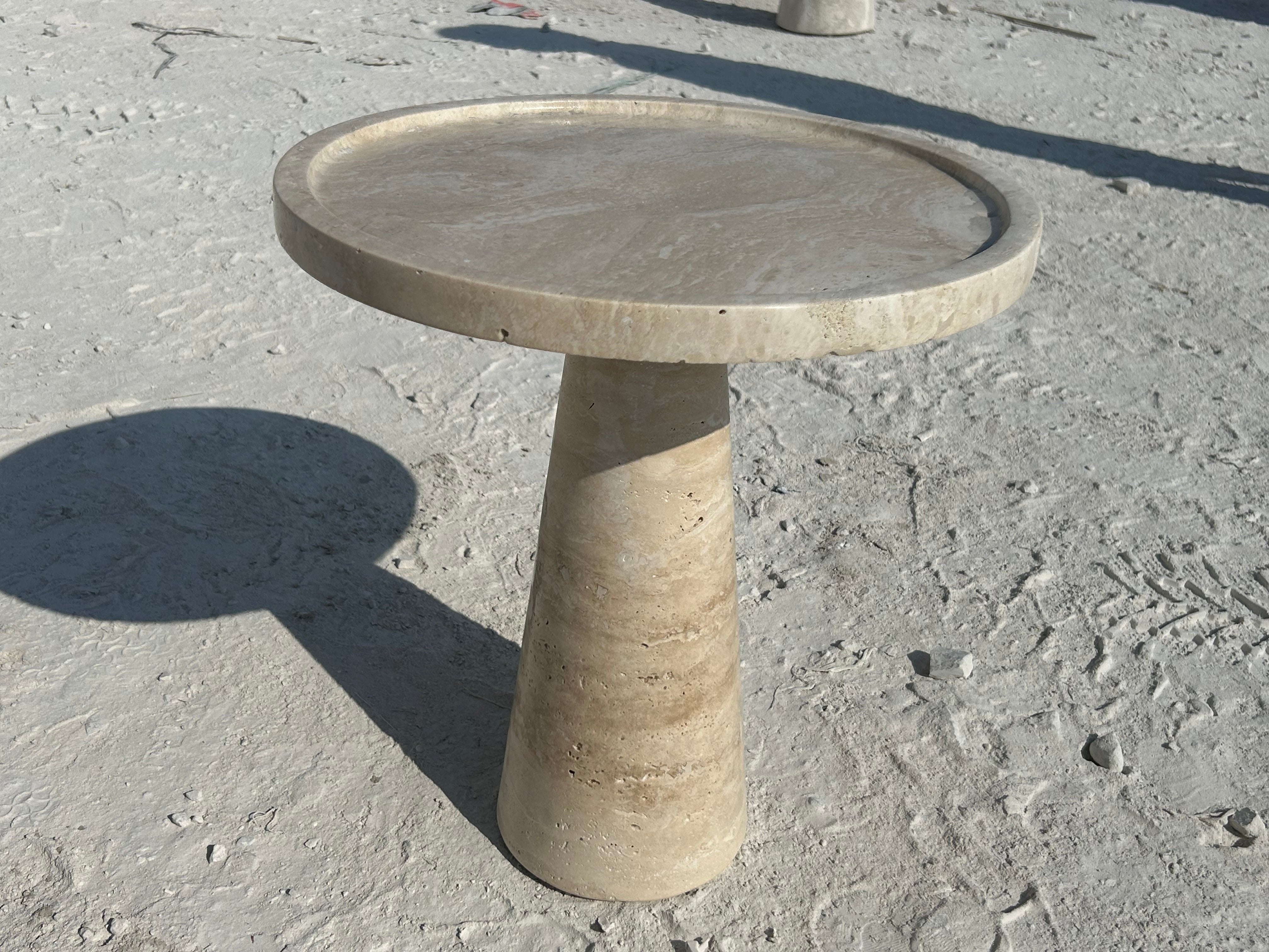 Travertine Side Table, Stone Coffee Table, Conical Leg Cocktail Table, Garden Small Table, Contemporary Home Decor
