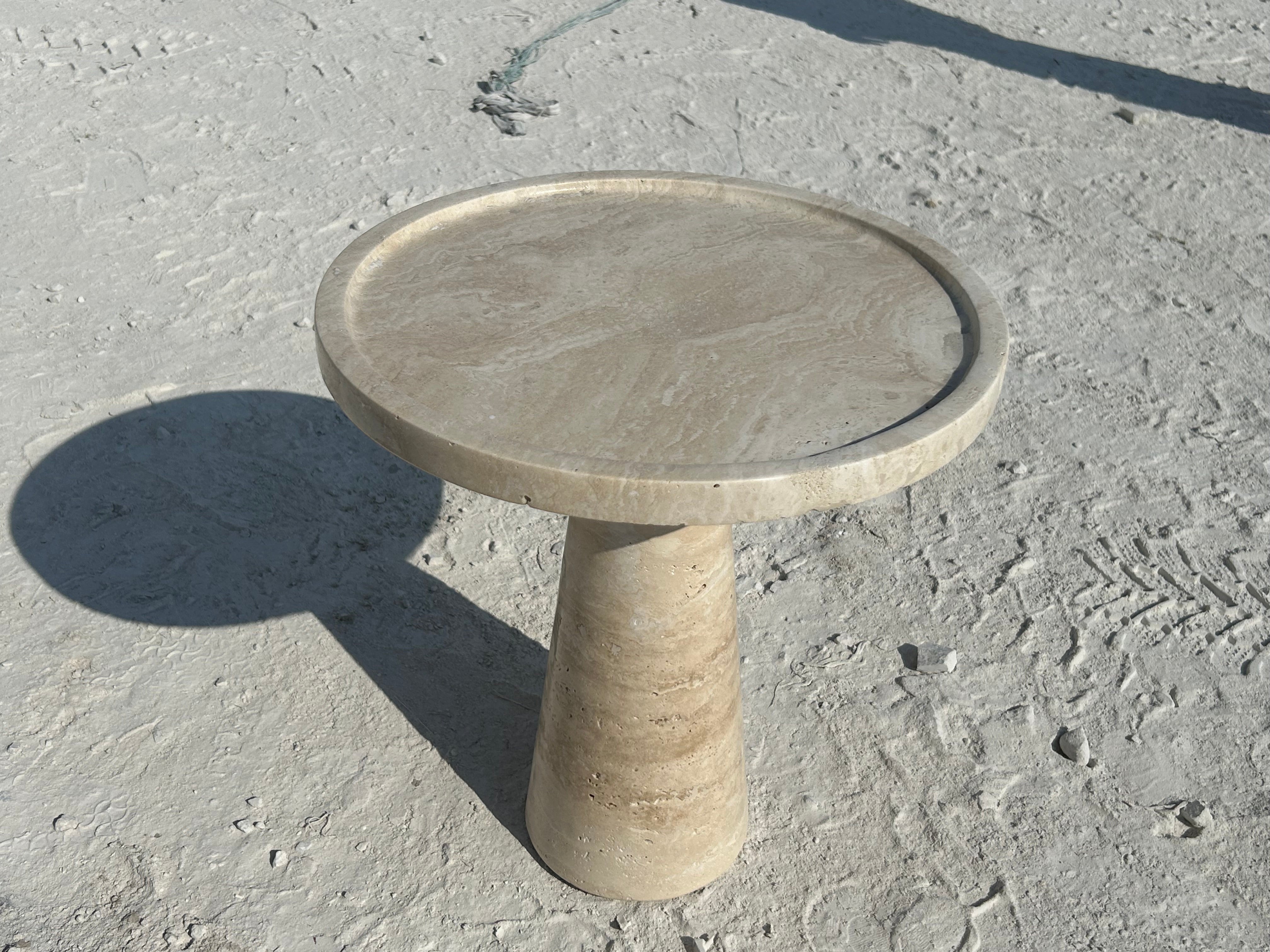 Travertine Side Table, Stone Coffee Table, Conical Leg Cocktail Table, Garden Small Table, Contemporary Home Decor