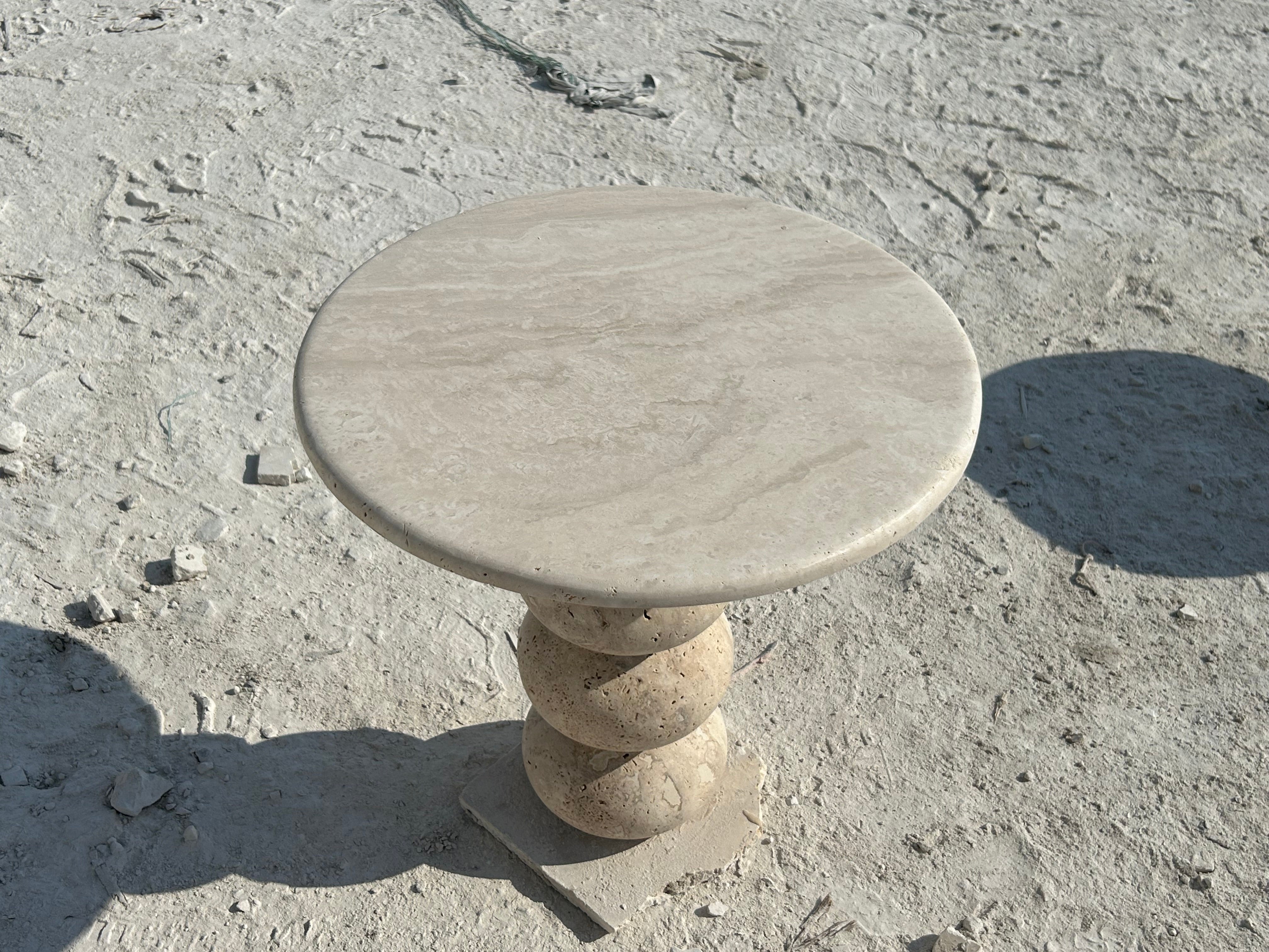 Travertine Side Table, Knotted Shape Leg Coffee Table, Stone Cocktail Table, Garden Small Table, Modern Home Decor