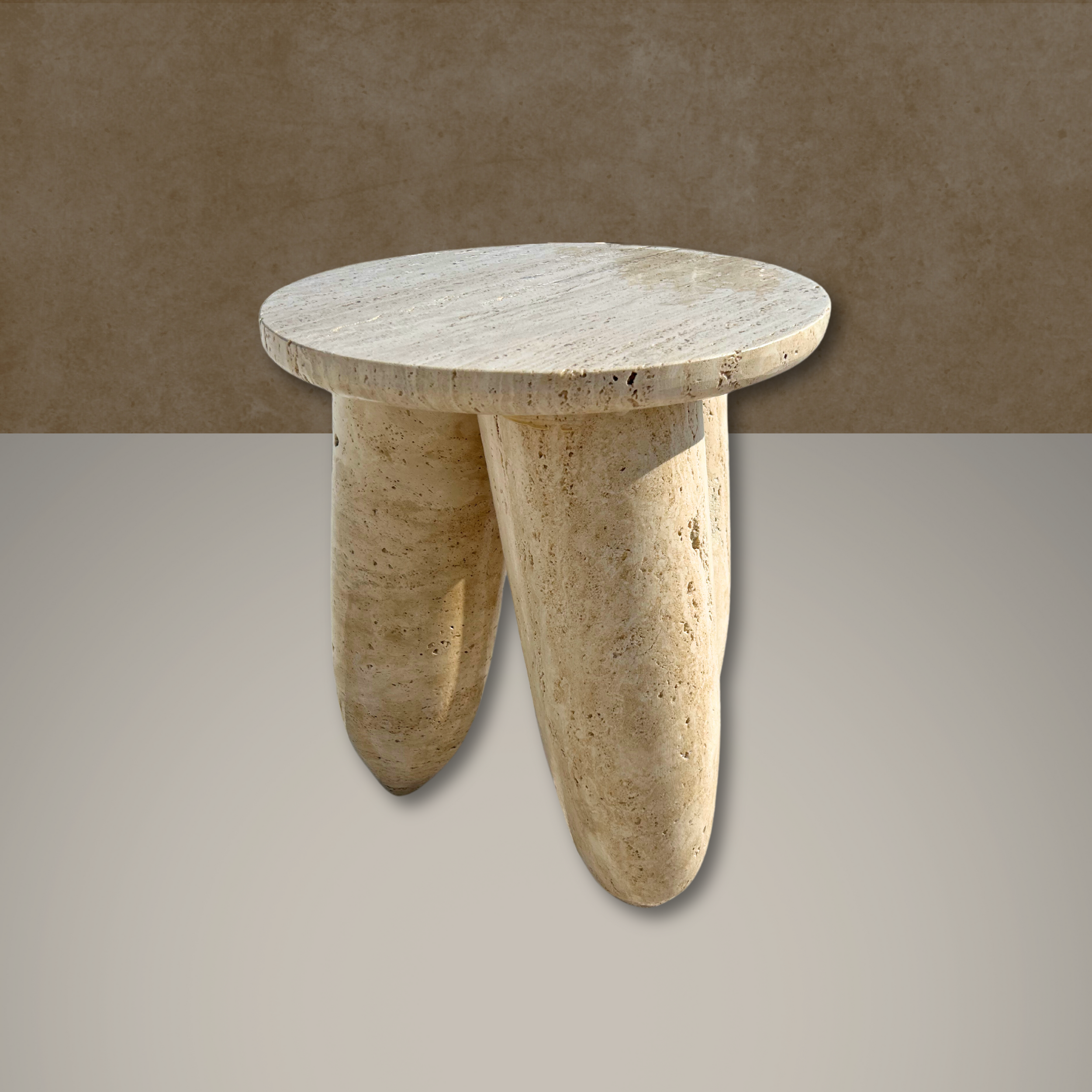 Tripod Legged Travertine Side Table, Marble Coffee Table, Stone Cocktail Table, Garden Small Table, Modern Home Decor