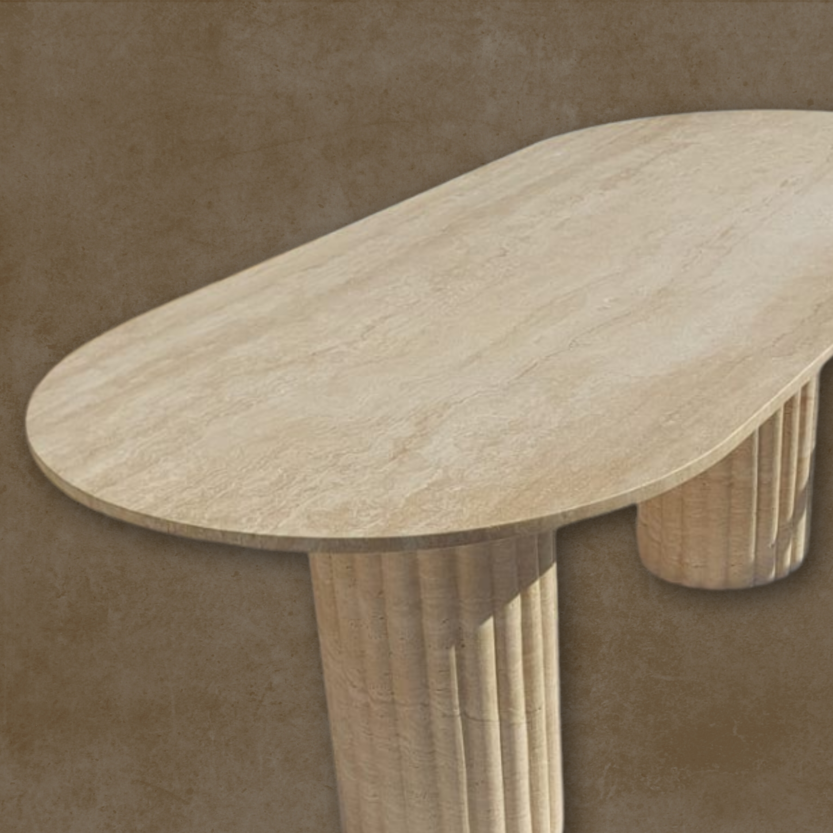 Oval Travertine Dining Table, Fluted Travertine Table, Stone Dining Table, Farmhouse Table