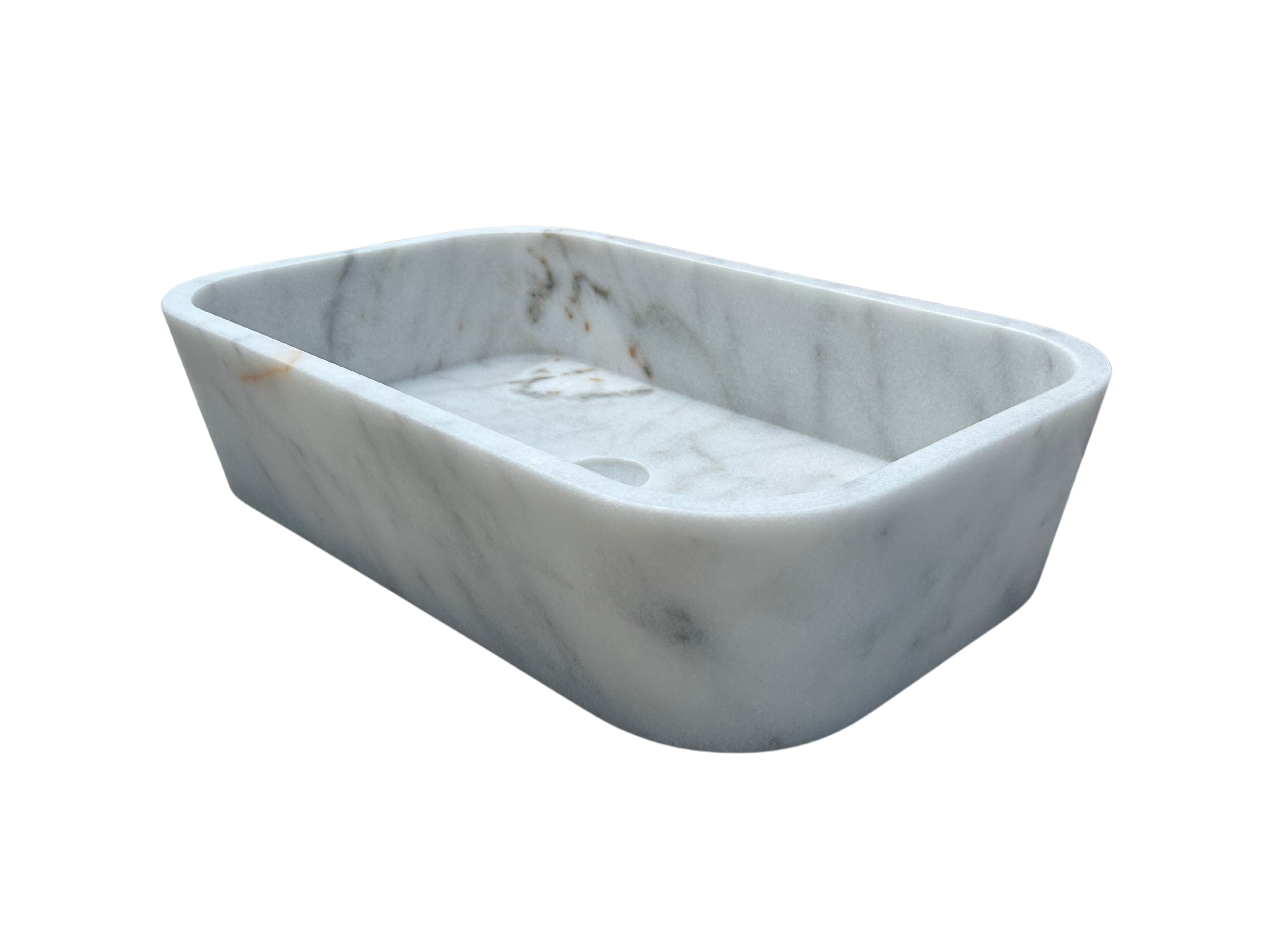 Carrara Marble Vessel Sink, White Marble Farmhouse Kitchen Sink, Marble Sink on Top of Bathroom Vanity