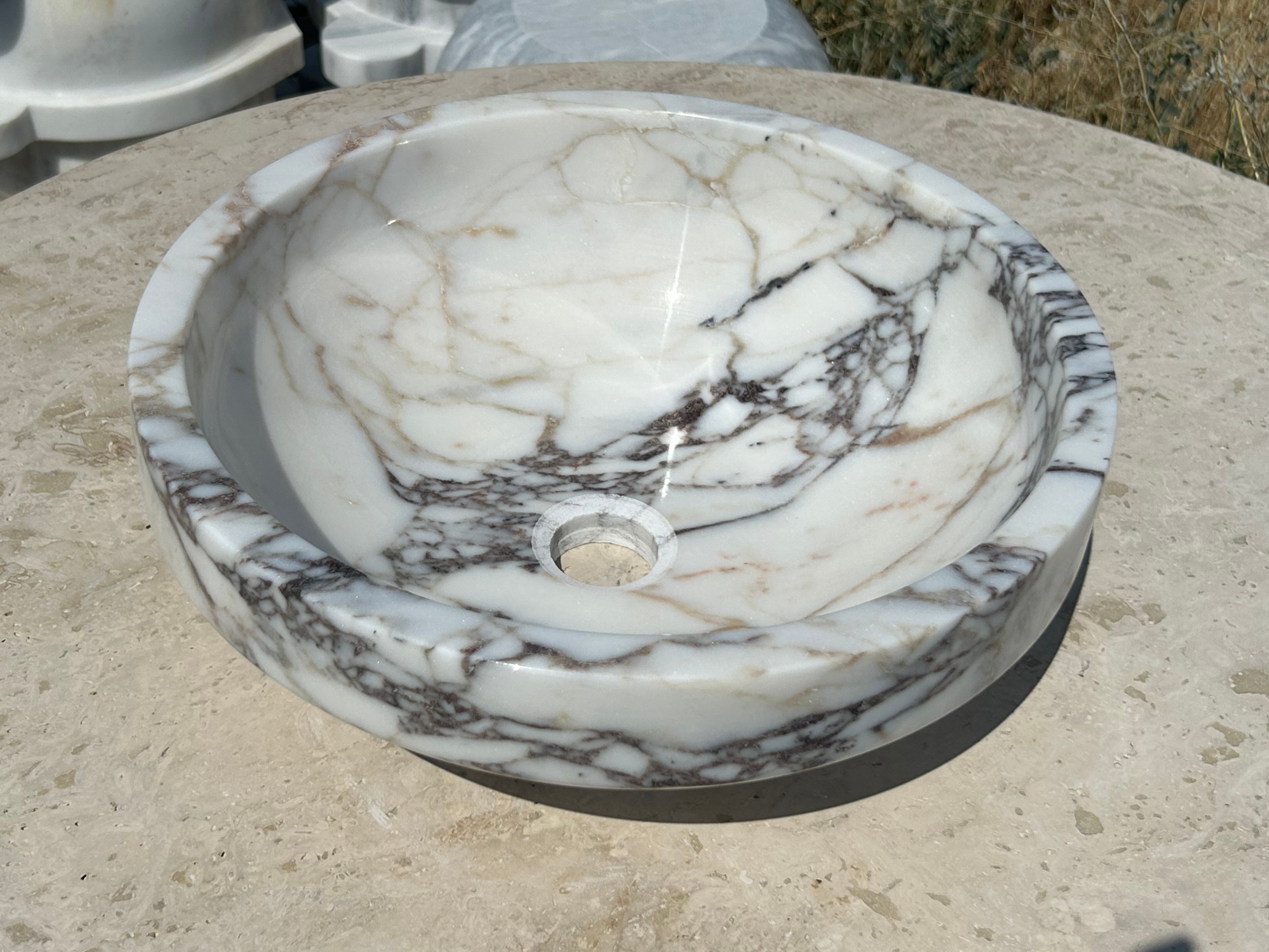 Calacatta Viola Sink, Vessel Sink, Farmhouse Sink, Marble Washbasin, Antique Marble For Bathroom Vanity Top