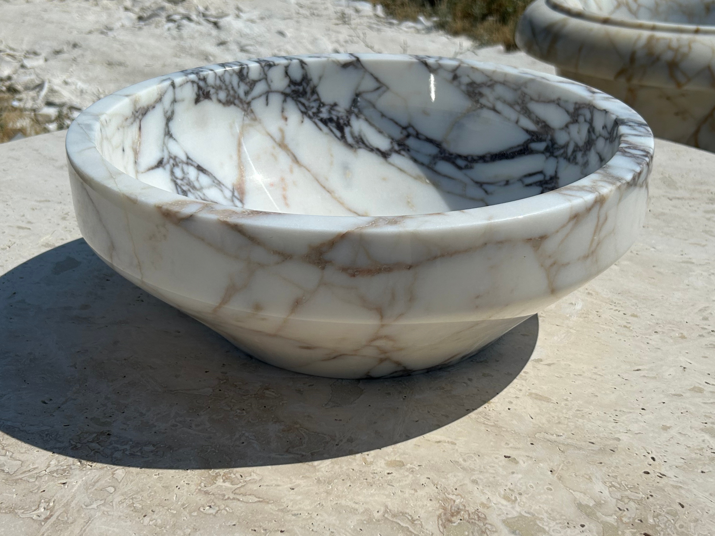 Calacatta Viola Sink, Vessel Sink, Farmhouse Sink, Marble Washbasin, Antique Marble For Bathroom Vanity Top
