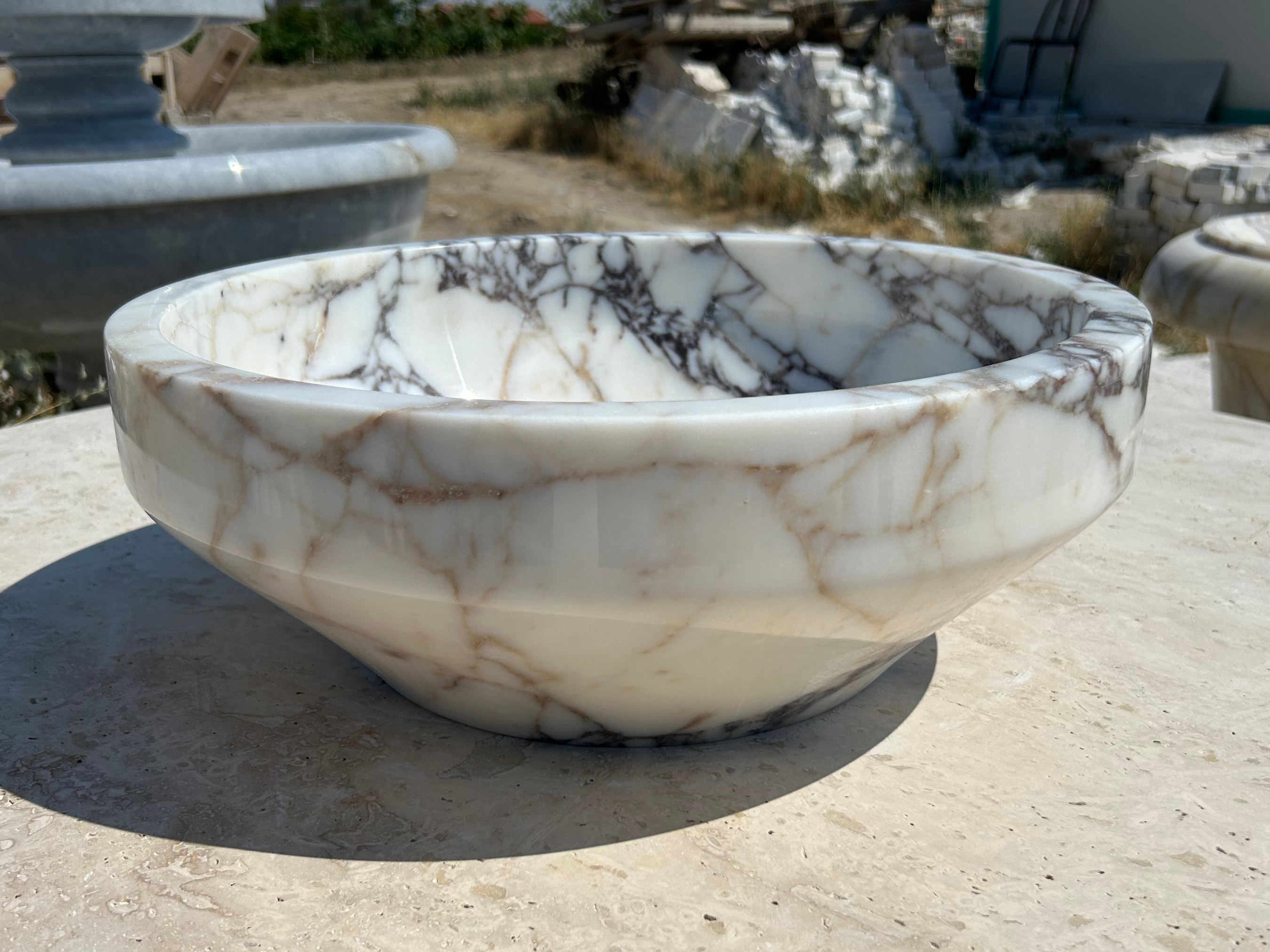 Calacatta Viola Sink, Vessel Sink, Farmhouse Sink, Marble Washbasin, Antique Marble For Bathroom Vanity Top