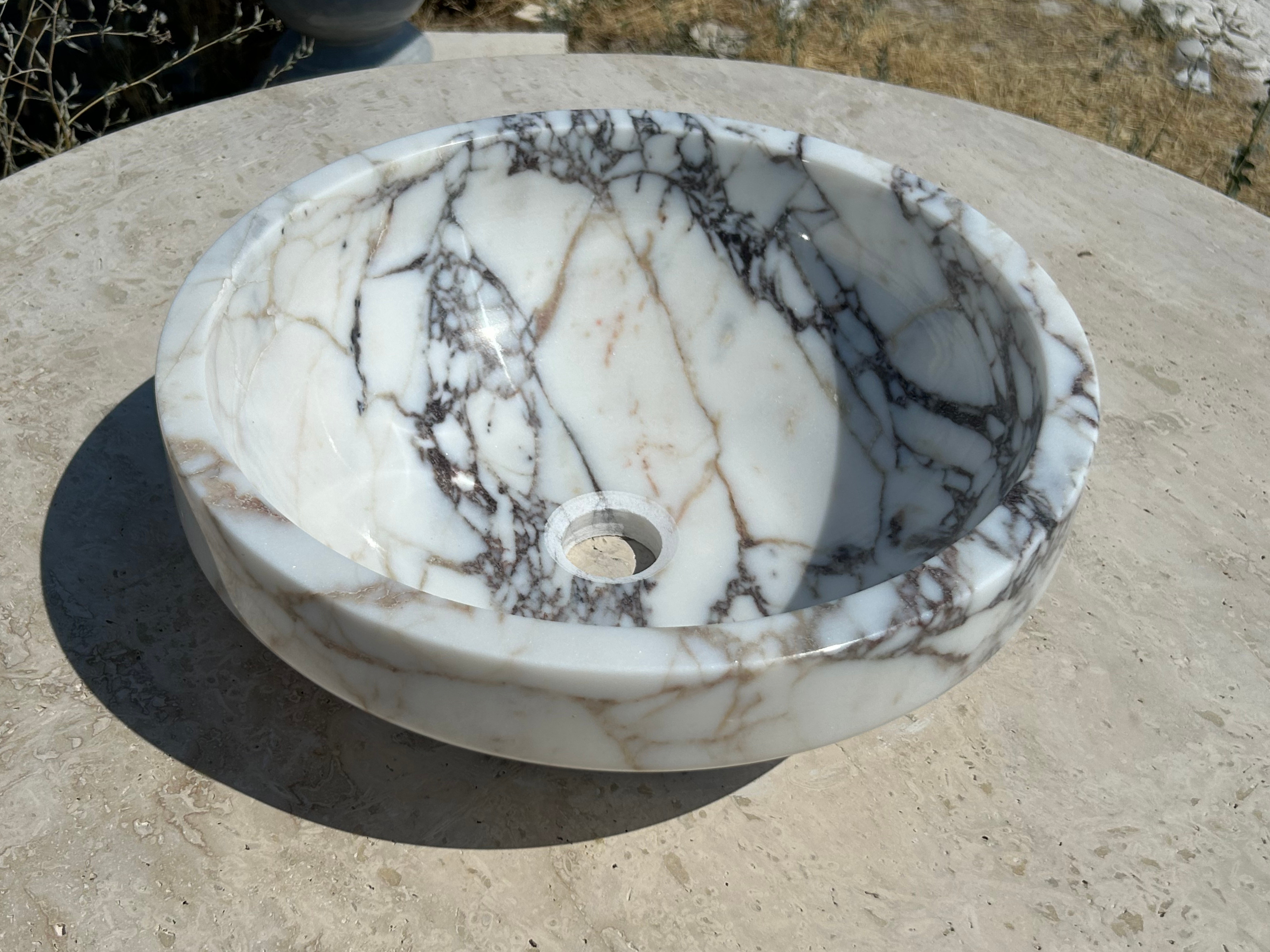 Calacatta Viola Sink, Vessel Sink, Farmhouse Sink, Marble Washbasin, Antique Marble For Bathroom Vanity Top