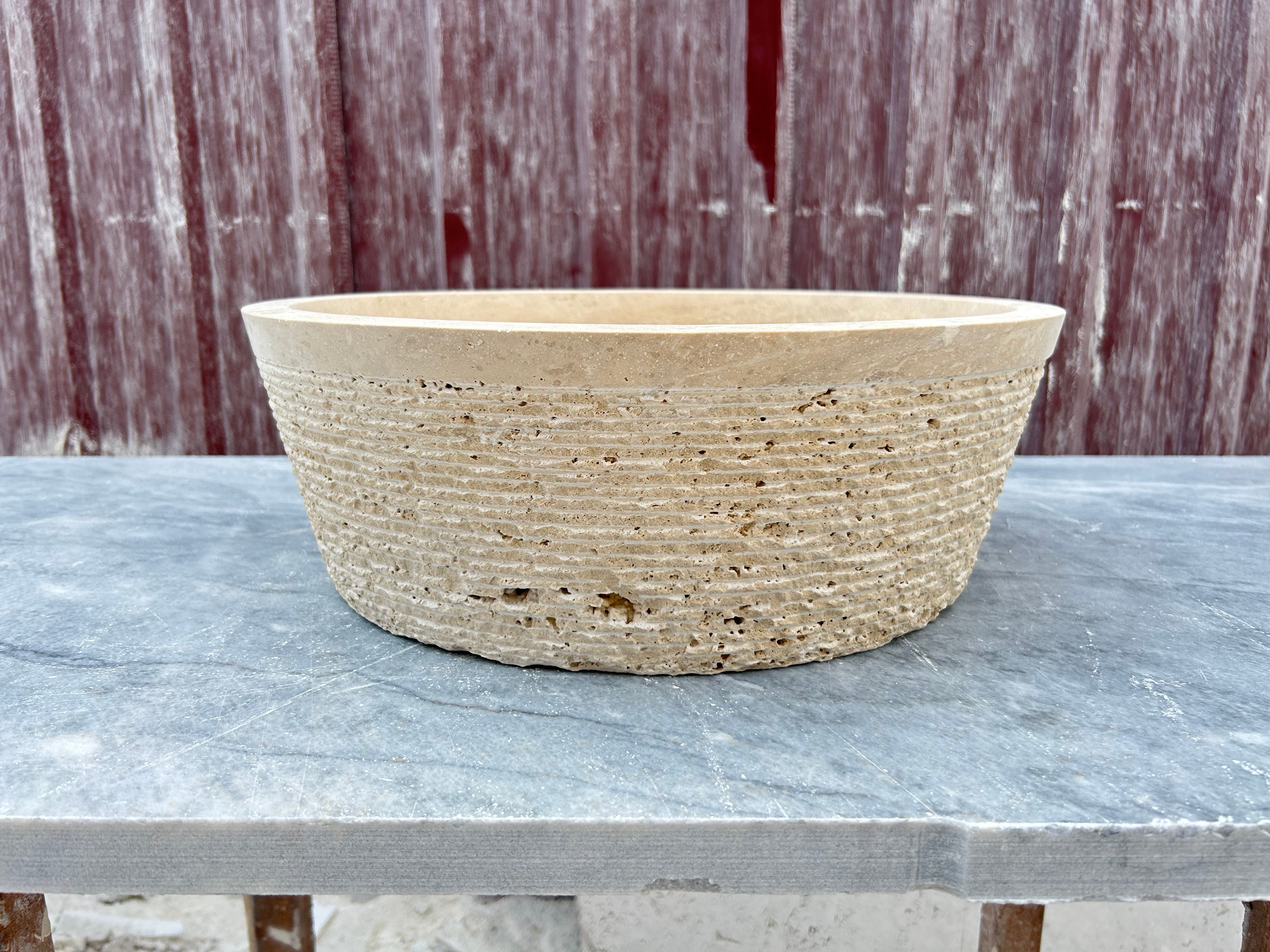 Conical Shaped Travertine Sink, Chiseled Vessel Sink, Farmhouse Sink, Marble Washbasin, Bathroom Vanity Top