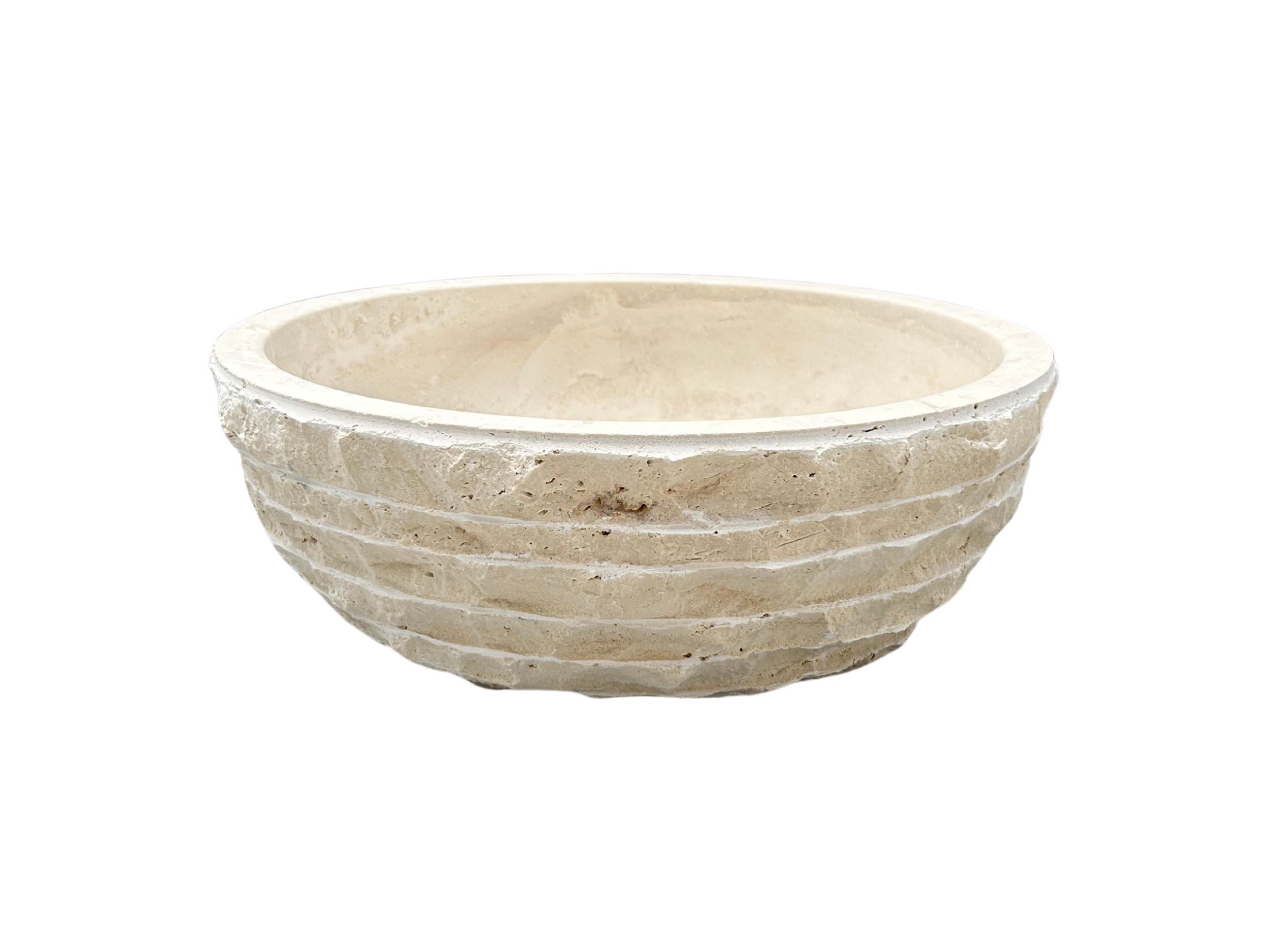 Chiseled Travertine Sink, Vessel Sink Bowl, Farmhouse Sink, Marble Washbasin, Bathroom Vanity Top