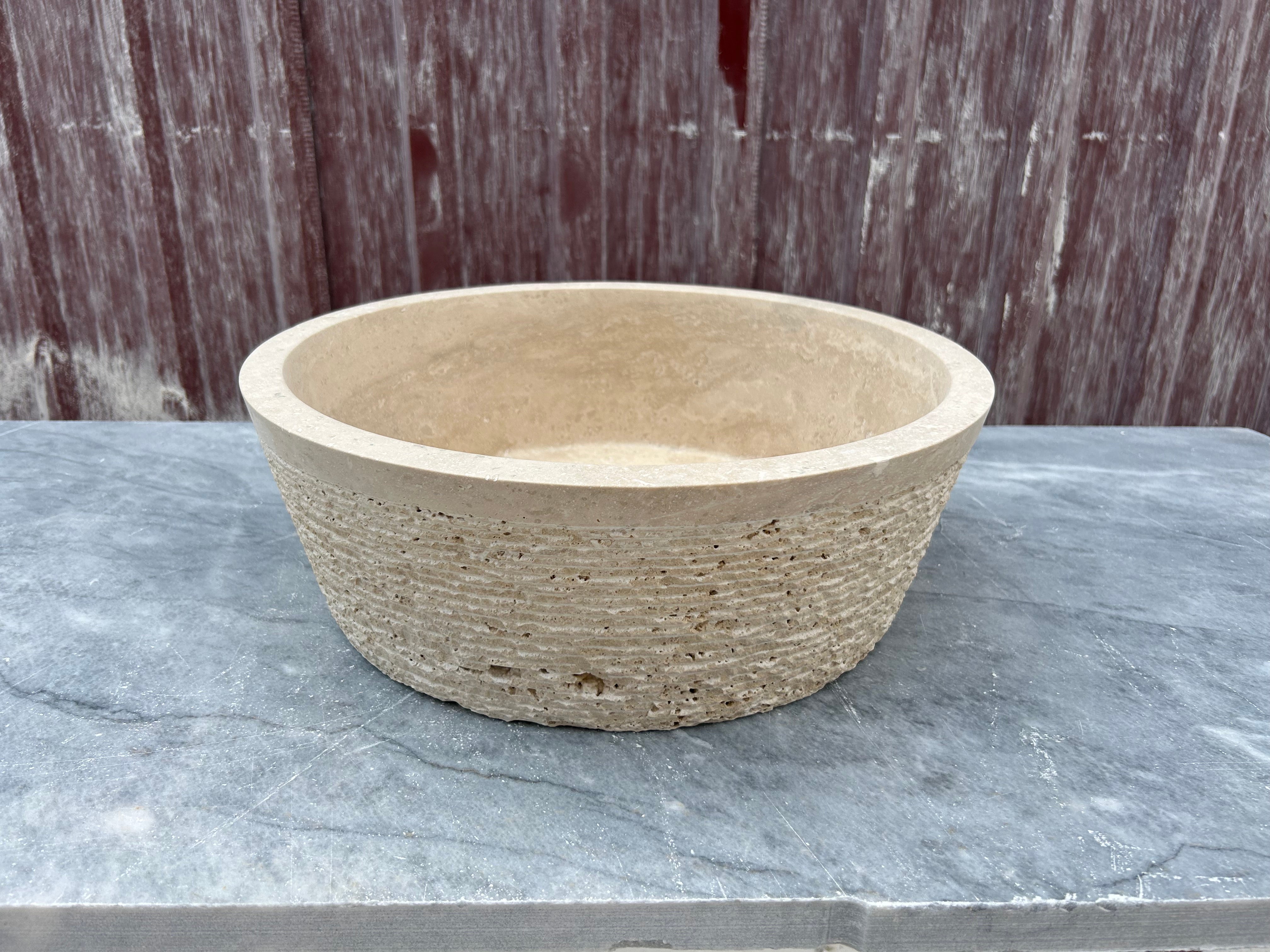 Conical Shaped Travertine Sink, Chiseled Vessel Sink, Farmhouse Sink, Marble Washbasin, Bathroom Vanity Top