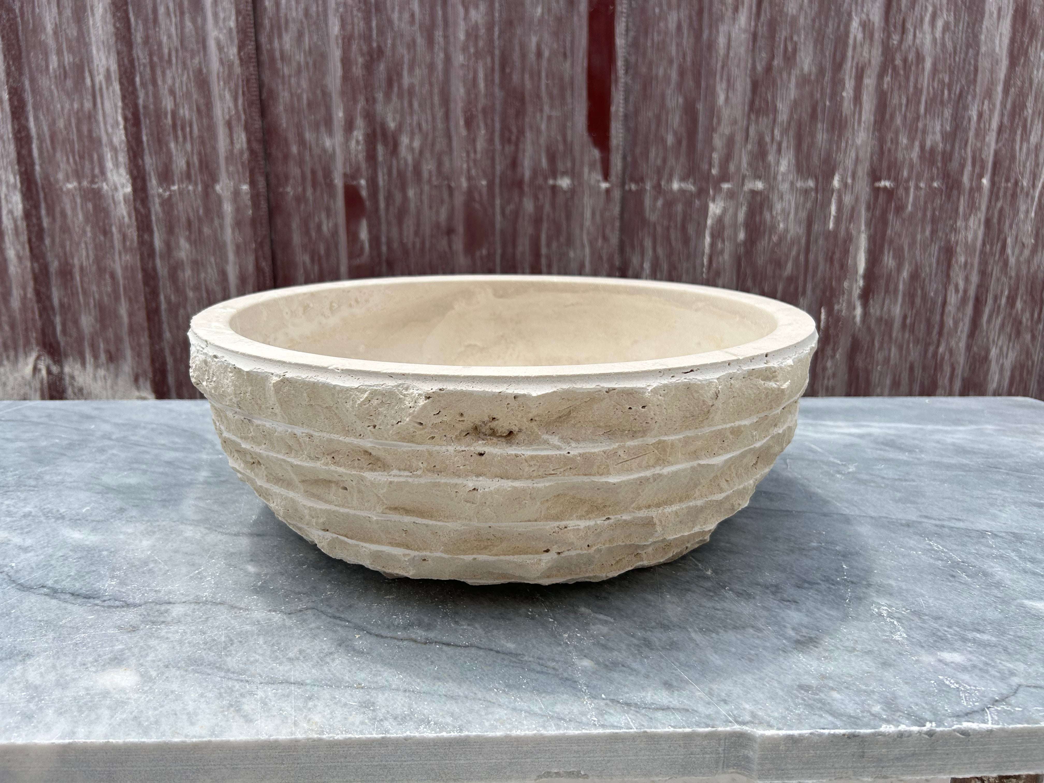Chiseled Travertine Sink, Vessel Sink Bowl, Farmhouse Sink, Marble Washbasin, Bathroom Vanity Top