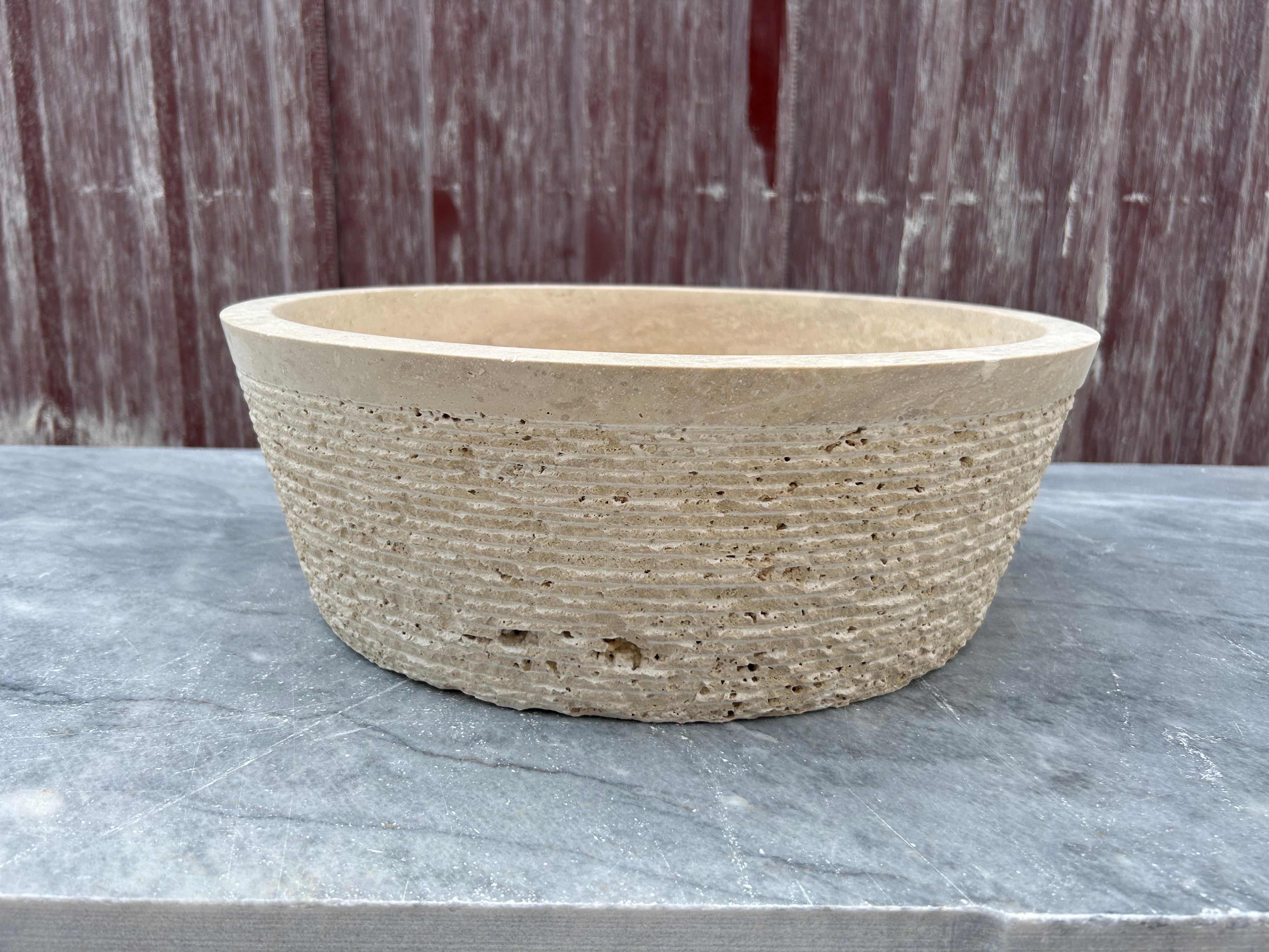 Conical Shaped Travertine Sink, Chiseled Vessel Sink, Farmhouse Sink, Marble Washbasin, Bathroom Vanity Top