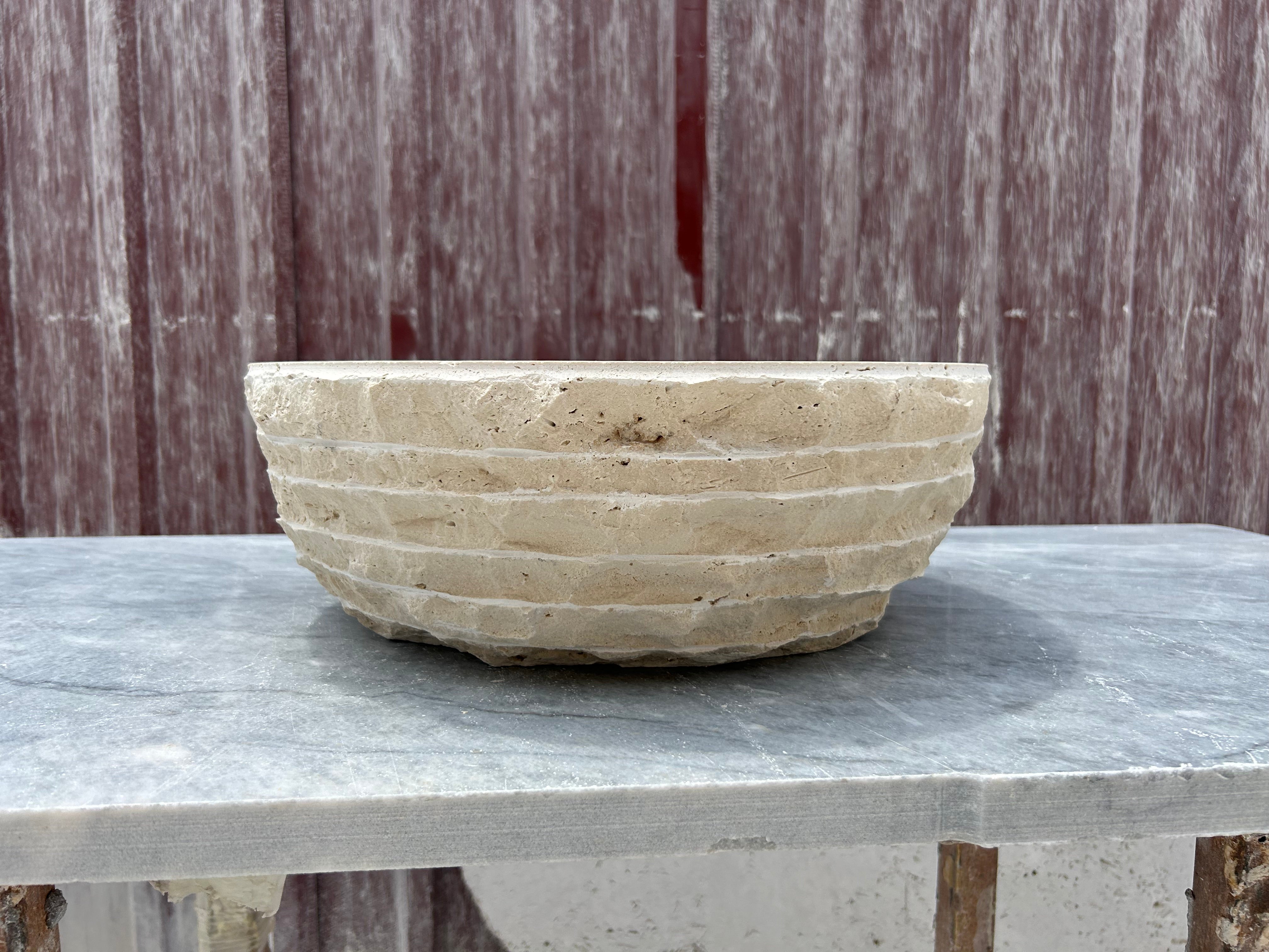 Chiseled Travertine Sink, Vessel Sink Bowl, Farmhouse Sink, Marble Washbasin, Bathroom Vanity Top