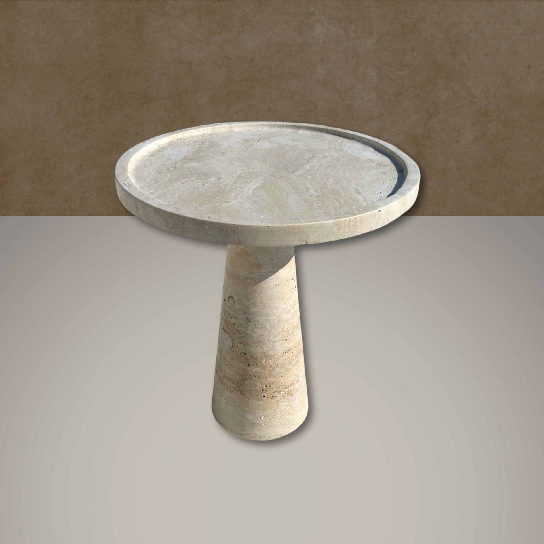 Travertine Side Table, Stone Coffee Table, Conical Leg Cocktail Table, Garden Small Table, Contemporary Home Decor