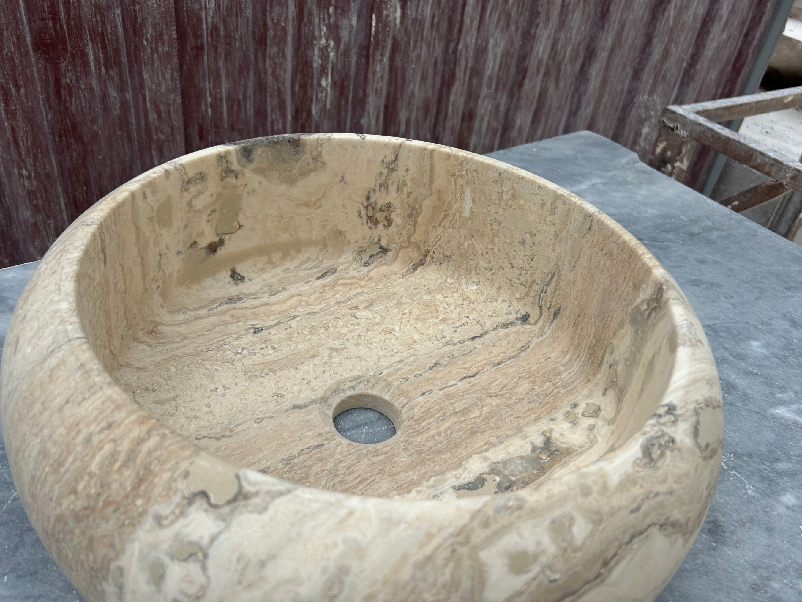 Travertine Marble Sink, Polished Marble Bathroom Vanity Top made of Premium Stone Sink for Farmhouse Powder Room