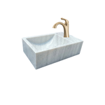 Corner Wall Small Bathroom Sink, White Marble Sink, Carrara Stone Sink with Faucet Hole