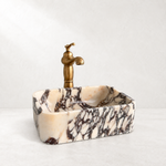 Calacatta Viola Small Marble Sink, Wall Mount Marble Washbasin, Rustic Bathroom Decor