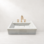 Carrara Wall Mount Sink, White Marble Washbasin, Marble Floating Vanity For Bathroom