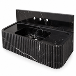 Nero Marquina Fluted Marble Sink with Backsplash
