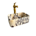 Calacatta Viola Small Vessel Sink, Marble Washbasin Vanity Top, Rustic Bathroom Decor