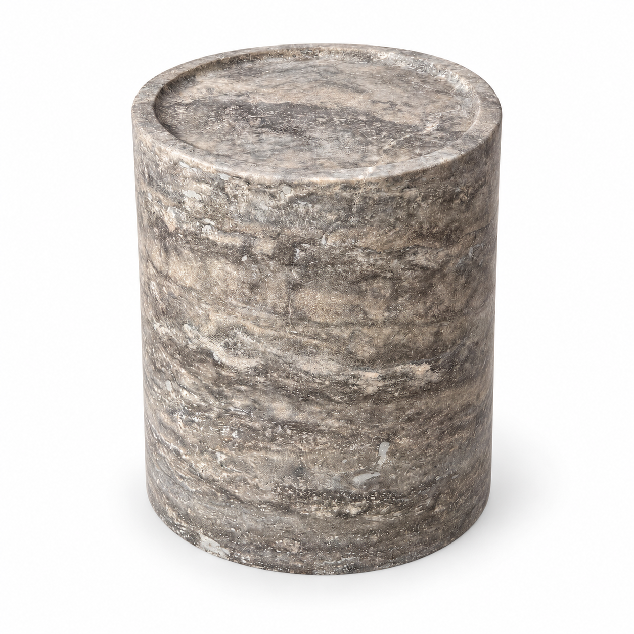 Silver Travertine Side Table