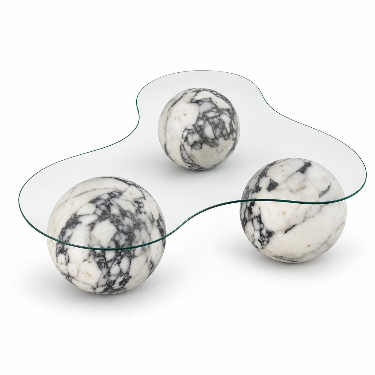Calacatta Viola Sphere Table, Including glass top, Stone and Glass Coffee Table, Modern Marble Table, Contemporary Table