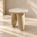 Tripod Legged Travertine Side Table, Marble Coffee Table, Stone Cocktail Table, Garden Small Table, Modern Home Decor