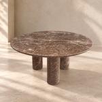 Round Dining Table, Dark Emperador Table, Stone Dining Table, Farmhouse Table
