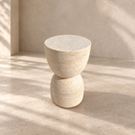 Travertine Side Table, Sandglass Shaped End Table, Conical Leg Coffee Table, Garden Small Table, Contemporary Home Decor