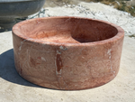 Red Travertine Round Sink, Vessel Marble Sink on top of Bathroom Vanity Sink Rustic Design for Farmhouse Powder Room