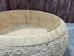 Chiseled Travertine Marble Sink, Stone Washbasin for Bathroom Vanity Top  for Farmhouse Powder Room