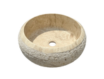 Chiseled Travertine Marble Sink, Stone Washbasin for Bathroom Vanity Top  for Farmhouse Powder Room