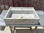 Carrara Wall Mount Sink, White Marble Sink, Marble Washbasin, Floating Vanity For Bathroom