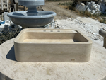 Travertine Wall Mount Sink, Rectangular Marble Washbasin, Floating Vanity For Bathroom